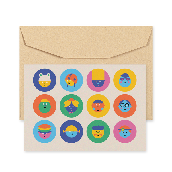 POSTCARD - MEMO FACES - WHITE